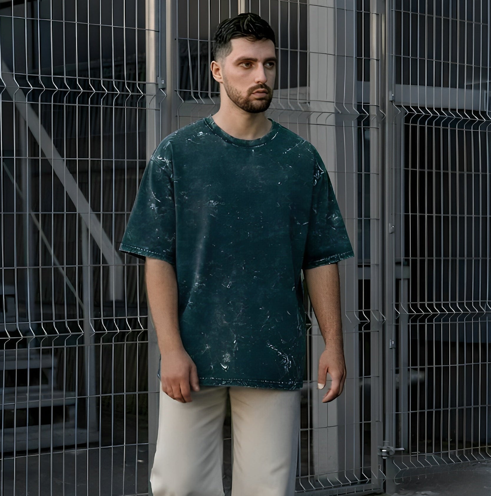 Unisex Acid Washed Oversized Tee. NAVY BLUE