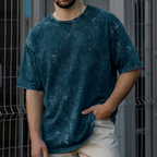 Unisex Acid Washed Oversized Tee. NAVY BLUE